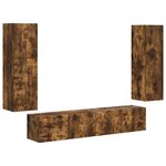 vidaXL Ensemble meuble TV 4 Pièces Chêne fumé Bois d'ingénierie