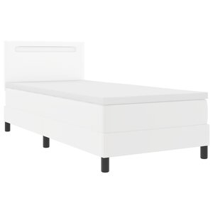 vidaXL Lit à ressort avec matelas - blanc 100 x 200 cm en simili cuir.