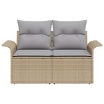 vidaXL Canapé de jardin 2 places avec rangement & coussins en rattan poly beige