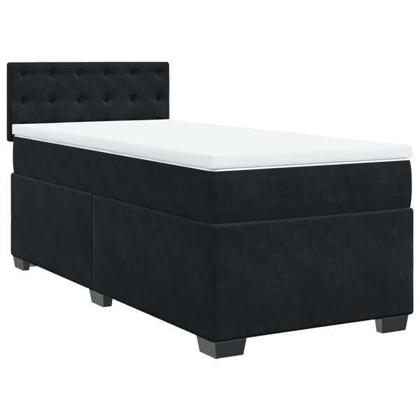 vidaXL Sommier à lattes de lit et matelas Noir 80x200 cm Velours