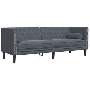 vidaXL Canapé Chesterfield Gris foncé 194 x 74.5 x 70.5 cm Velours