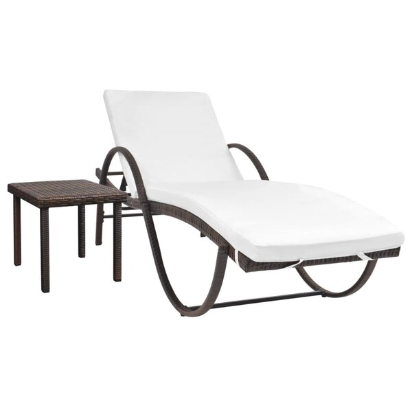 vidaXL Chaise longue avec coussin et table Résine tressée Marron