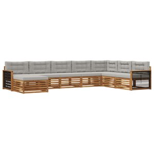 vidaXL Ensemble de canapés d'extérieur 8 pc Naturel et gris clair