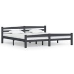 vidaXL Cadre de lit Gris foncé Bois de pin massif 200x200 cm