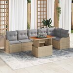 vidaXL Ensemble de canapé de jardin 7 Pièces beige et gris clair