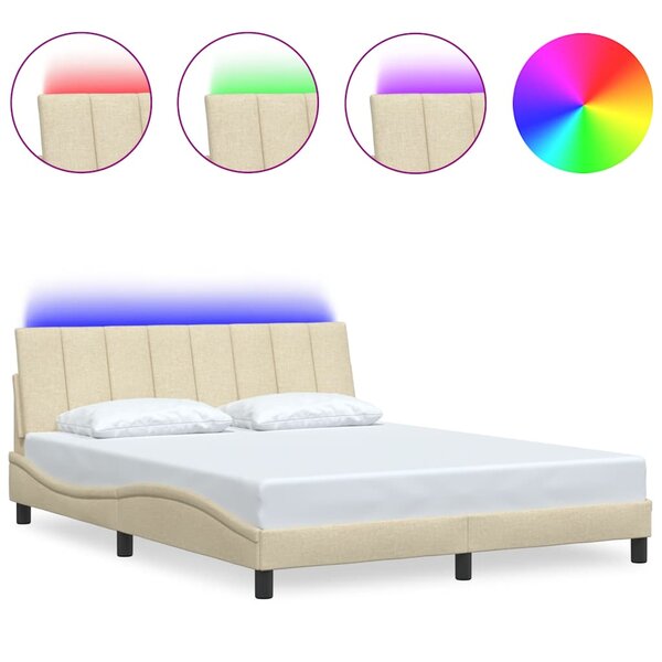 vidaXL Cadre de lit sans matelas crème 160x200 cm tissu