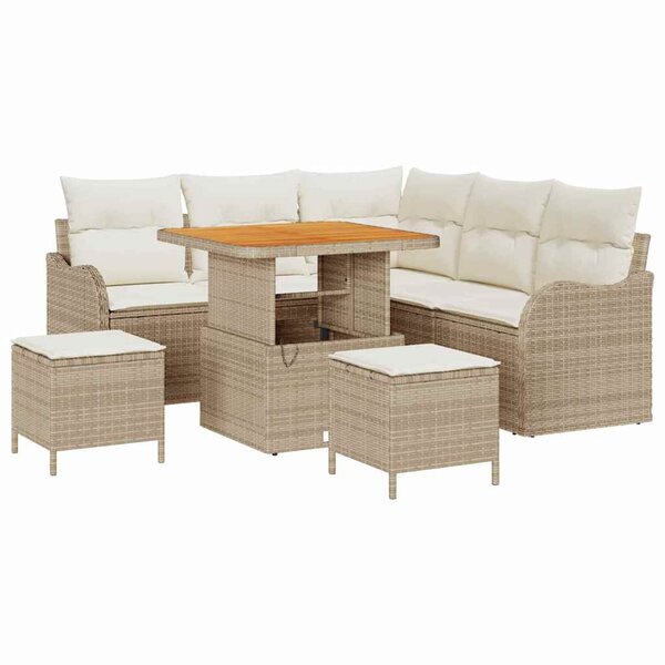 vidaXL Ensemble de canapé de jardin 8 Pièces Beige  Crème 80 x 80 x 71 cm