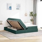 vidaXL Lit avec rangement et matelas Vert foncé 200 x 200 cm Velours