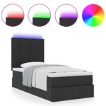vidaXL Cadre de lit ottoman avec matelas noir 90x200 cm tissu