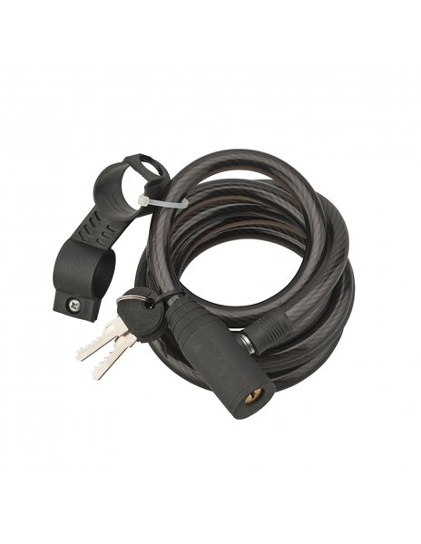 Antivol à clé Twisty  câble acier  vélo  12mmx1.8m  2 clés  noir - THIRARD