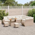 vidaXL Ensemble de canapé de jardin 12 Pièces Beige et crème Poly Rattan