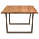 vidaXL Table à manger et bord naturel bois massif chêne