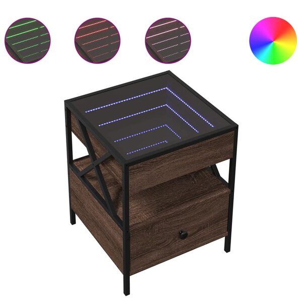 vidaXL Table basse avec LED Infinity chêne marron 40x40x51 cm
