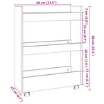 vidaXL Chariot de rangement étroit 3 niveaux chêne marron