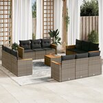 vidaXL Salon de jardin avec coussins 13 Pièces gris résine tressée