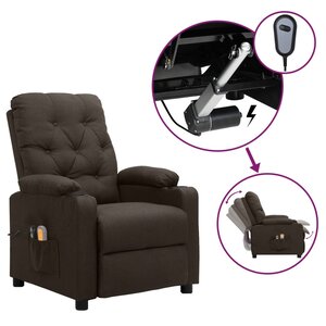 vidaXL Fauteuil électrique de massage Marron foncé Tissu