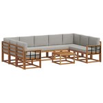 vidaXL Ensemble de canapés d'extérieur 10 pc Gris Naturel et Clair