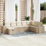 vidaXL Salon de jardin avec coussins 8 Pièces beige résine tressée