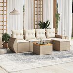 vidaXL Salon de jardin avec coussins 6 Pièces beige résine tressée