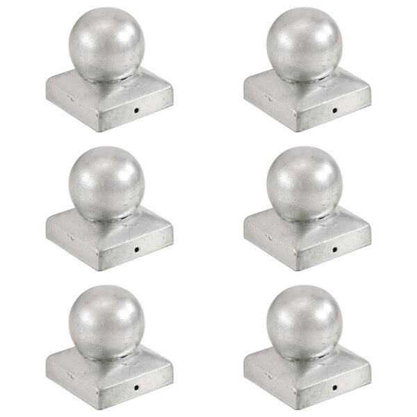 vidaXL Bouchons de poteau 6 Pièces Globe final Métal galvanisé 71x71 mm
