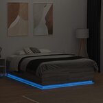 vidaXL Cadre de lit avec lumières LED sonoma gris 135x190 cm