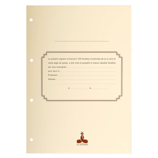 Recharge 297x210 100 Feuillets Foliotés 80g + Garde - Blanc - Le Dauphin