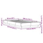 vidaXL Cadre de lit chêne fumé 100x200 cm bois d'ingénierie