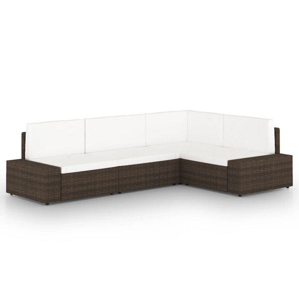 vidaXL Salon de jardin 4 Pièces avec coussins Marron Résine tressée