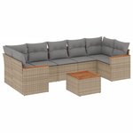 vidaXL Salon de jardin avec coussins 8 Pièces beige résine tressée