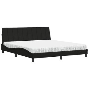 vidaXL Lit avec matelas Hanko noir 180x200 cm tissu