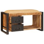 vidaXL Banc de rangement avec toile 80x35x40 cm en bois massif brut de mangue