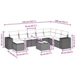 vidaXL Salon de jardin 9 Pièces avec coussins gris clair résine tressée