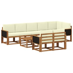 vidaXL Ensemble de canapés d'extérieur 9 pc Naturel et Crème Polyester