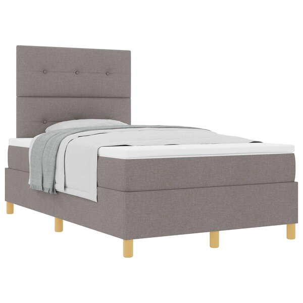 vidaXL Lit à ressorts avec tête de lit Taupe 120 x 190 cm tissu