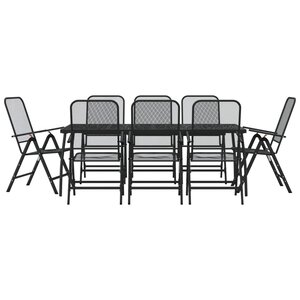vidaXL Ensemble à manger de jardin 9 Pièces anthracite métal maille
