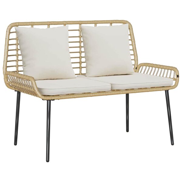 vidaXL Banc de jardin Marron Noir Crème Rotin synthétique et acier