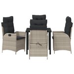 vidaXL Ensemble de Salle à Manger de Jardin de 5 Pièces avec Coussins Gris Clair Poly Rattan