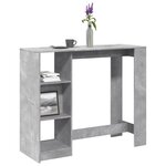 vidaXL Table de bar avec étagère gris béton bois d'ingénierie