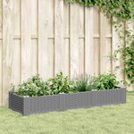 vidaXL Jardinière avec piquets gris clair 125x40x28 5 cm PP