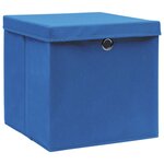 vidaXL Boîtes de rangement avec couvercle 4 Pièces Bleu 32x32x32 cm Tissu