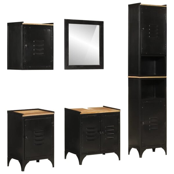 vidaXL Ensemble de meubles salle de bain 5 Pièces fer et bois de manguier