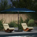 vidaXL Parasol de jardin Bleu 385 x 209 x 244 cm tissu