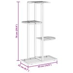 vidaXL Support pour plantes 4 niveaux 43x22x76 cm Noir Métal