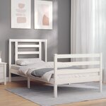 vidaXL Cadre de lit et tête de lit blanc 100x200 cm bois massif