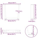 vidaXL Pieds de table basse en forme de V  2 pièces  acier naturel  50 x (42-43 3) cm