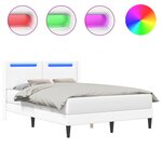 vidaXL Cadre de lit avec bandes LED Blanc 160 x 200 cm Simili cuir
