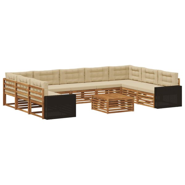 vidaXL Ensemble de canapés d'extérieur 10 pc Naturel et Beige