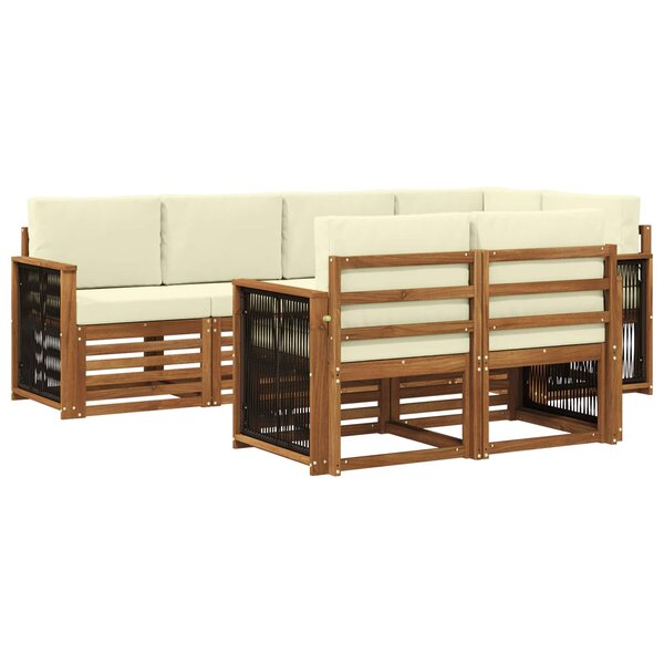 vidaXL Ensemble de canapé d'angle avec coussin 6 Pièces Naturel et Crème