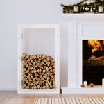 vidaXL Support pour bois de chauffage Blanc 60x25x100 cm Bois de pin