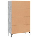 vidaXL Buffet haut gris béton 69 5x31x115 cm bois d'ingénierie